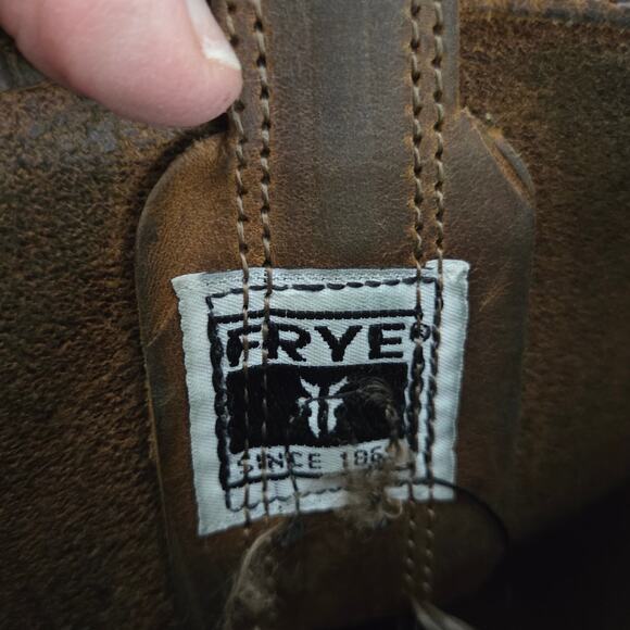 EUC Frye Tan Leather Harness 12R Mid Calf Square Toe Boots Engineer Biker 6M - Picture 10 of 16